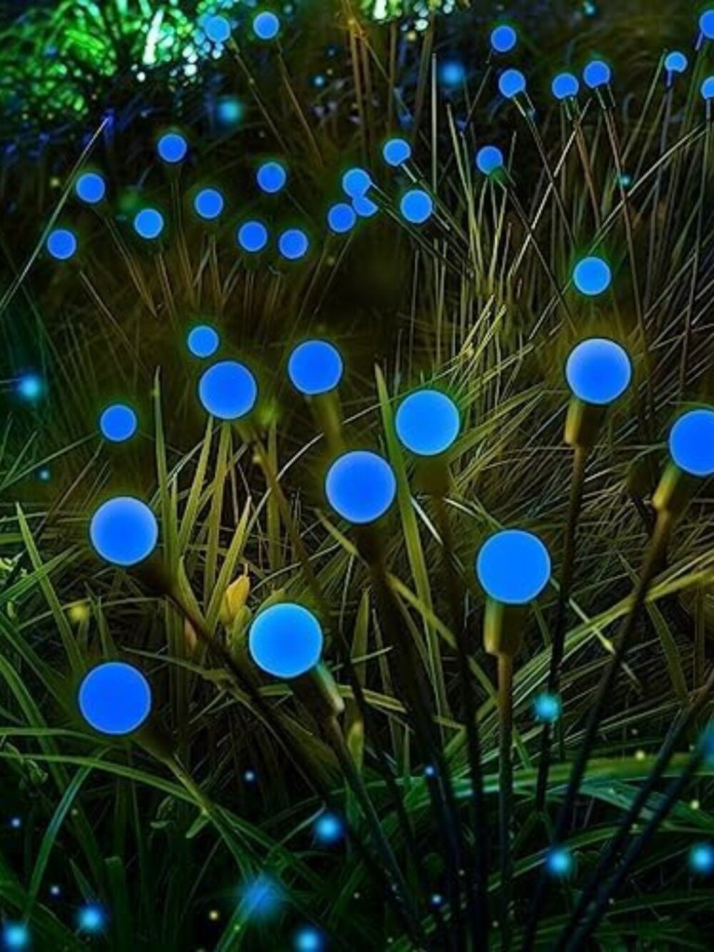 🎃6 Pack Blue Halloween Decorations Outdoor Solar Firefly Garden Lights